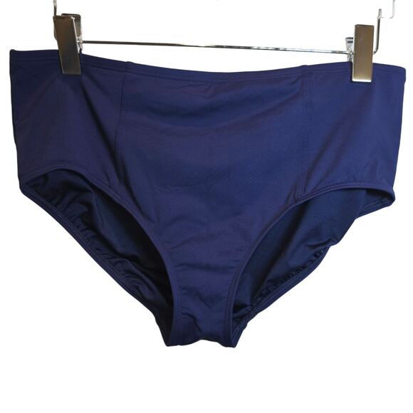 LANDS' END Draper James Plus 16W Navy Blue Retro High Waist Bikini Swim Bottom - Picture 3 of 6